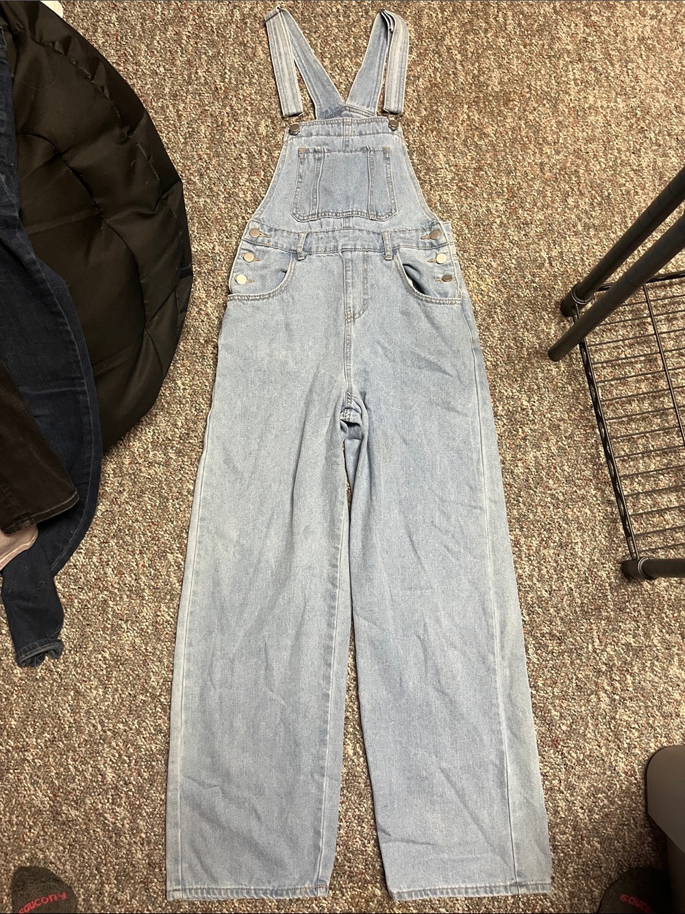 SHEIN Light Blue Denim Wide-Leg Overalls